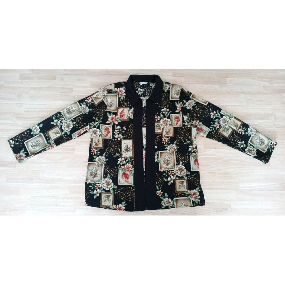 Bonworth Women's Open Long Sleeve Cardigan Floral Patchwork Top Size Small/Petit